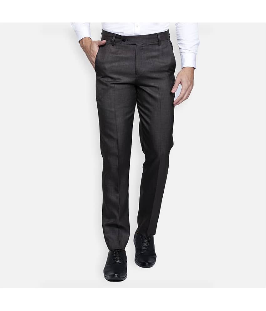 Haul Chic - Brown Polycotton Slim - Fit Men's Formal Pants ( Pack of 1 )