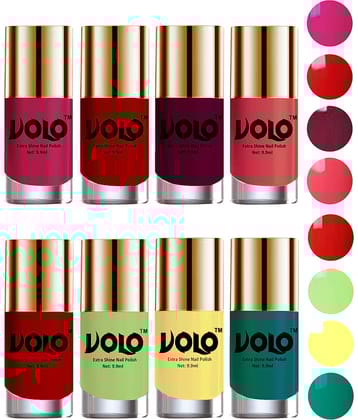 VOLO High-Shine Long Lasting Non Toxic Nail Polish Professional Multi Glossy Pack of 8 79 mL