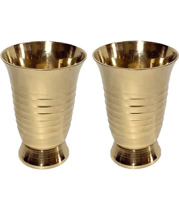 A & H ENTERPRISES - Small Size Glassiya Brass Glasses 100 ml ( Pack of 2 )