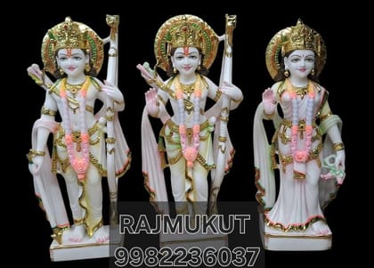 Handcrafted Ram Darbar Marble Idol Set (Ram, Sita & Lakshman)