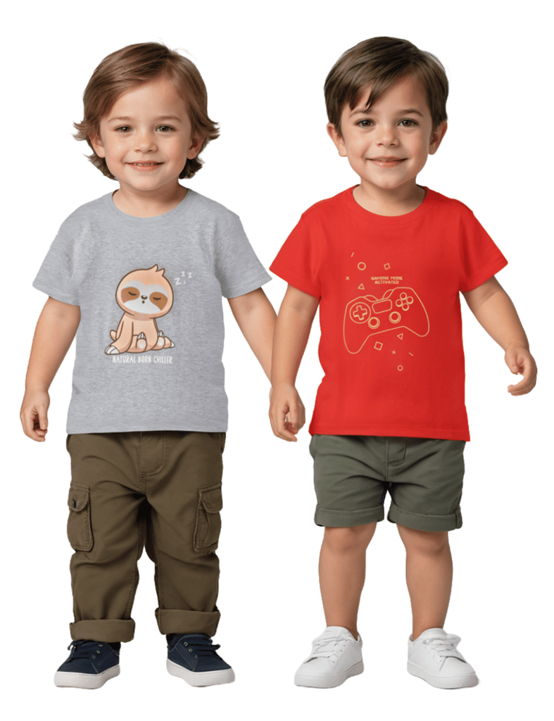 Top Kids Boys T-Shirt Fiery Red / Grey Heather Mélange, Soft Cotton, Ages 2-6 (2pcs pack) 2025 a