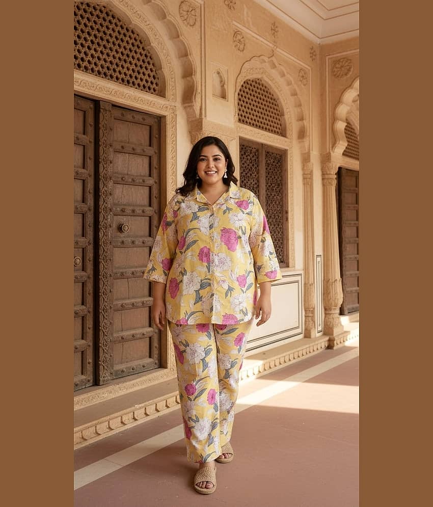 Flavia Creation Women Printed Shirt With Trousers Co-Ord Set ( Multicolor )