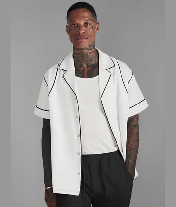 Eyebogler Polyester Oversized Fit Solids Half Sleeves Cuban Collar Men's Casual Shirt - White ( Pack of 1 )