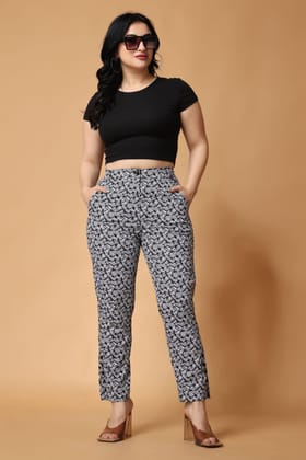 Black Dash Printed Pants-L / Black