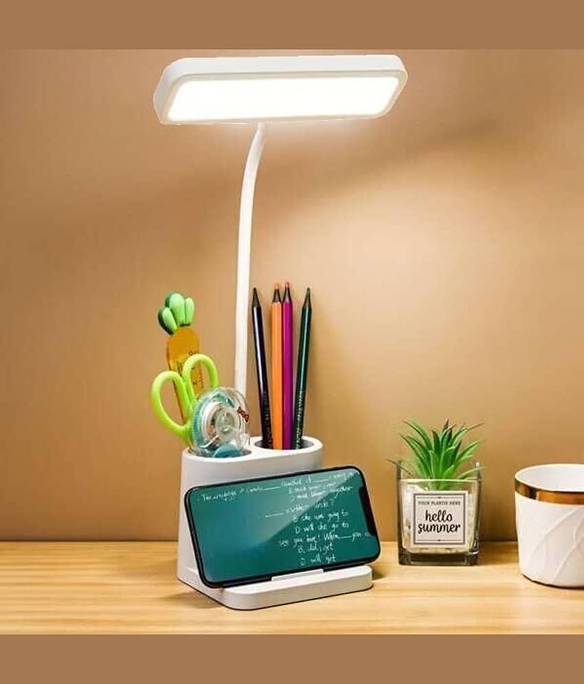 FIRSTLIKE White Study Table Lamp ( Pack of 1 )