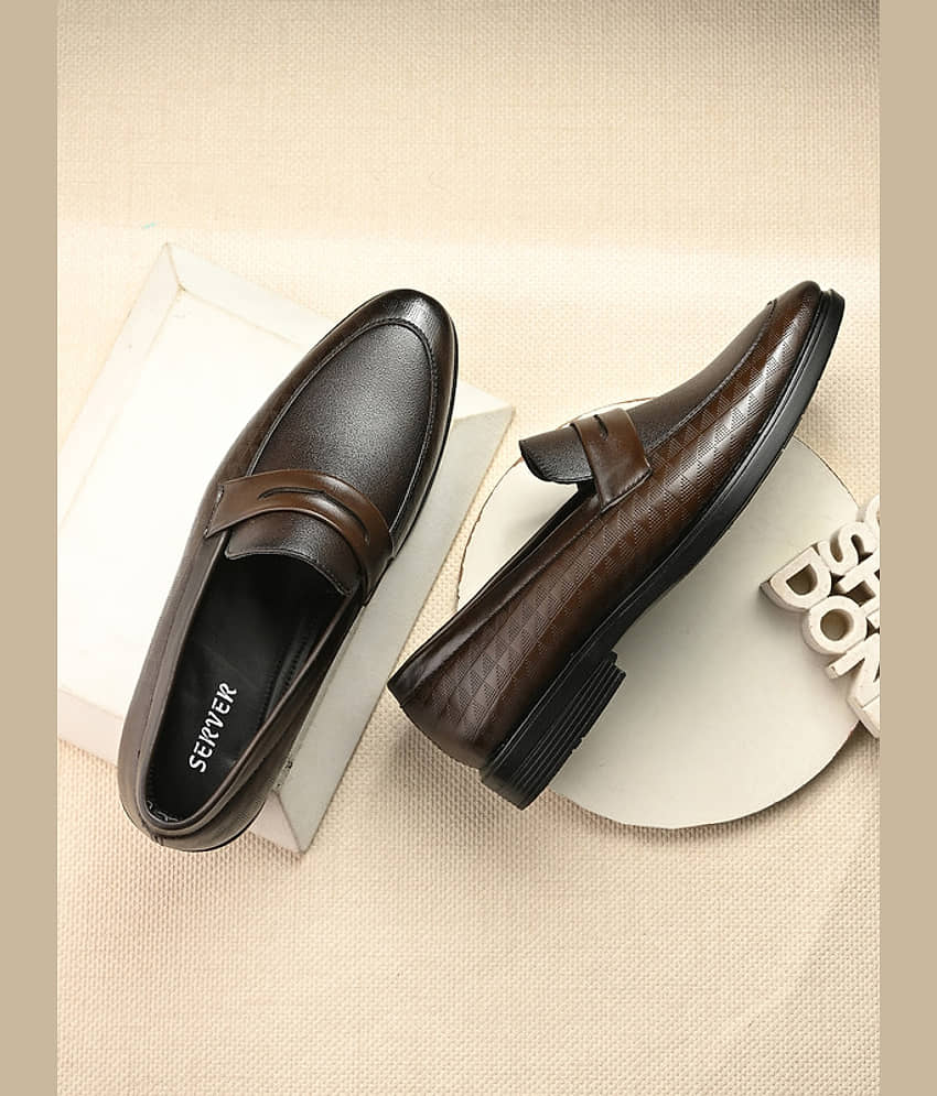 server Brown Men's Slip On Formal Shoes