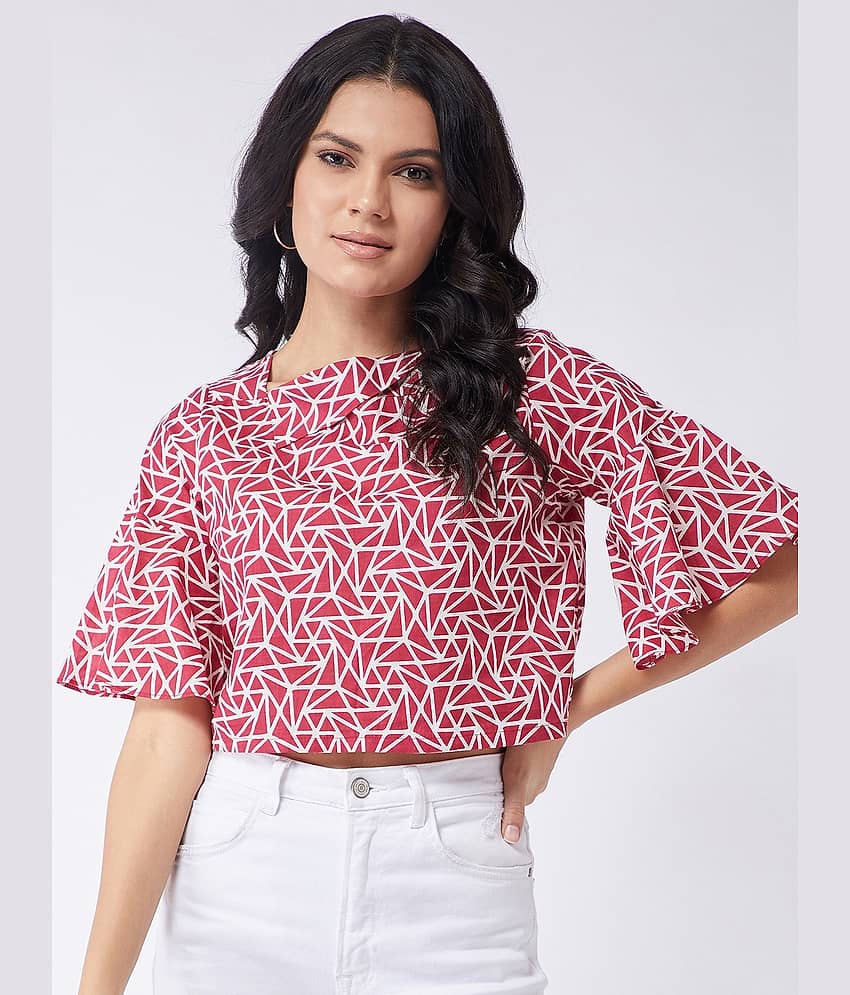 Zima Leto Women's Cotton Crop Top ( Red )