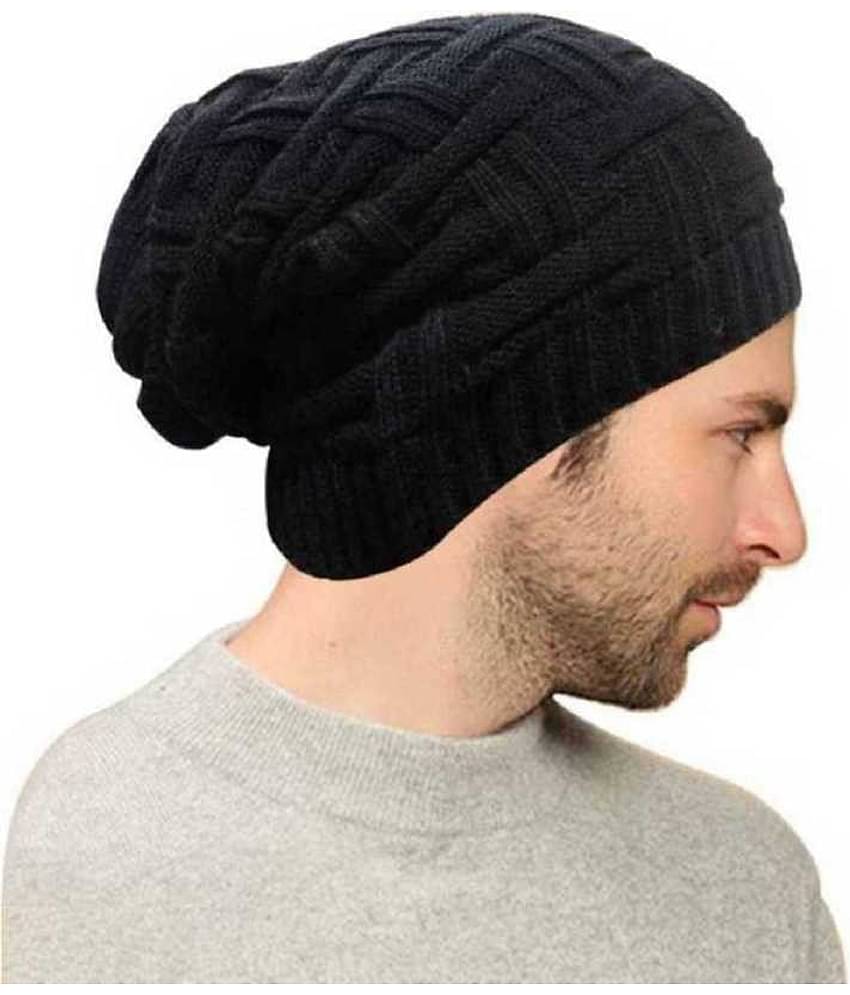 Bolax Pack of 1 Woollen Men's Cap ( Black )