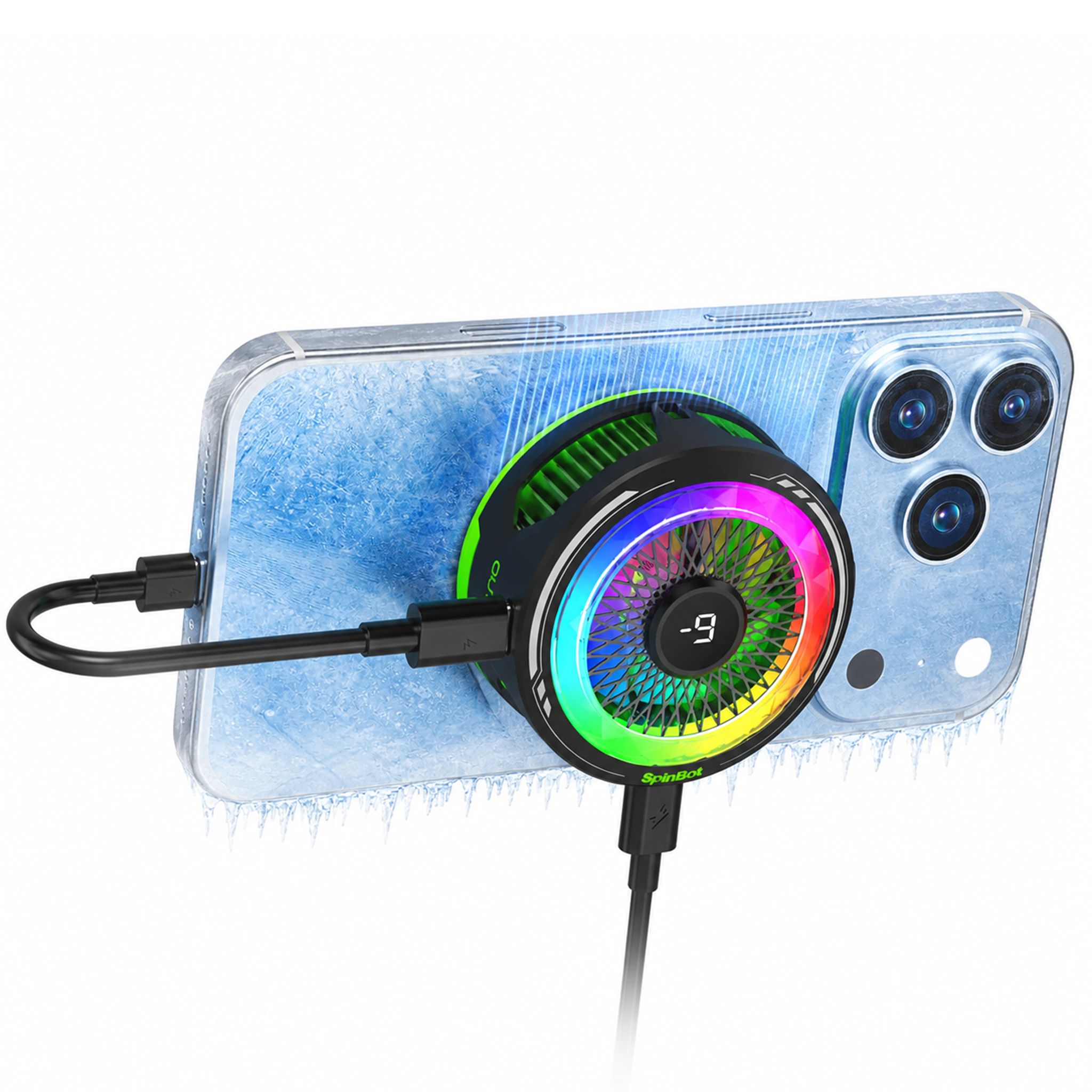 SpinBot IceDot Mag v2 Charge Magnetic Mobile Phone Cooler with 20W Freeze Cooling | Pass-Through Charging | Larger Cooling Area | Overclock Cooling