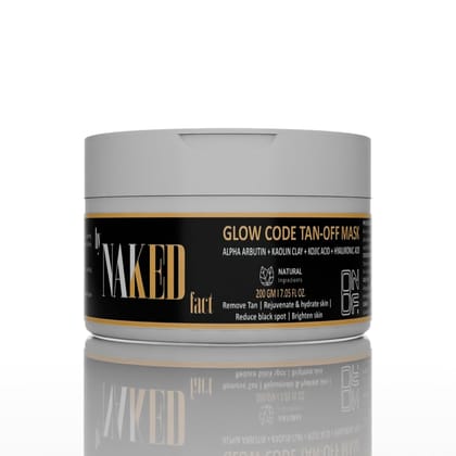 By NAKED fact De-Tan Face Mask for Instant Brightening, Depigmentation and Tan Removal Face Pack with Alpha Arbutin, Kaolin Clay & Kojic Acid, All Skin Types, Men & Women - 200g