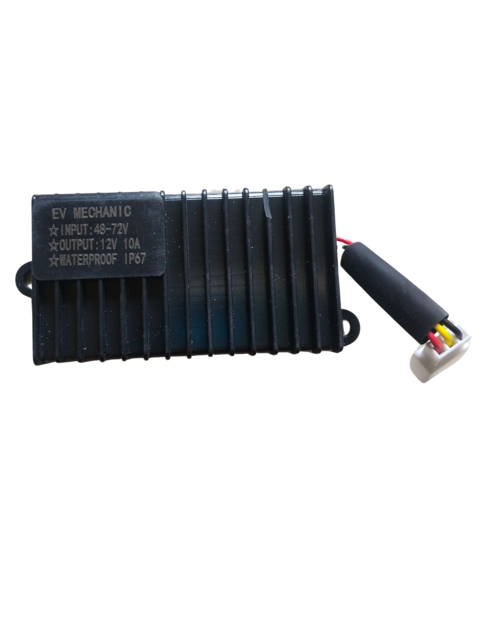 DC-DC 10Amp Converter Waterproof ( HEAVY ), 48-72V to 12V, 10A Output , BLACK , with Mounting Bracket