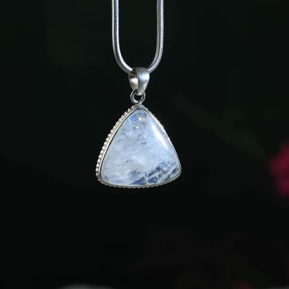 The Moonstone Triangle In Silver Pendant
