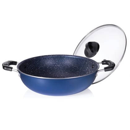 Premier Non Stick Rockstone Kadai with Glass Lid