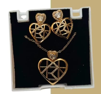 Kozykit Gold Plated AD Jewellery Set with Zircon | Stud Earrings, Chain & Pendant Set | American Dimond Necklace Set for Women & Girls | Party Wear, Festive & Gifting Jewellery Kozykit Gold Plated AD Jewellery Set with Zircon | Stud Earrings, Chain & Pendant Set | American Dimond Necklace Set for Women & Girls | Party Wear, Festive & Gifting Jewellery