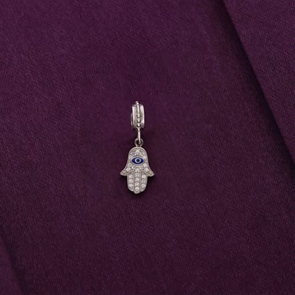 Sterling Silver Hamsa Pendant-White Stone / Silver