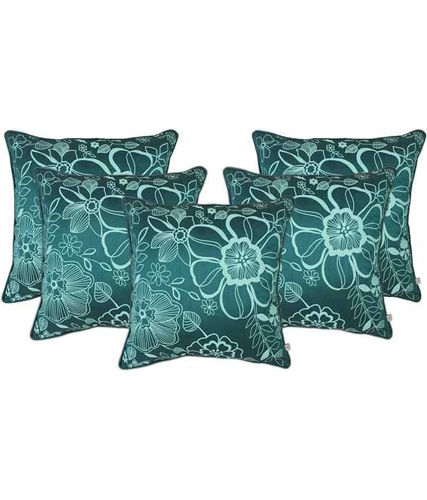 Zubix Green Polyester Cushion Covers Set Of 5