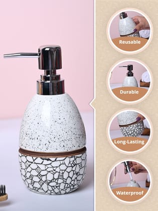 Textured Off-White Ceramic Soap Dispenser