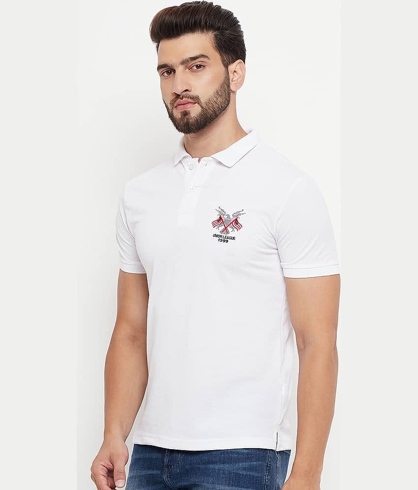 RELANE Pack of 1 Cotton Blend Regular Fit Solid Half Sleeves Men's Polo T Shirt ( White )