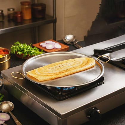 Large Pure Brass Dosa Tawa | Heavy Gauge Premium Griddle for Dosa, Uttapam & Restaurant-Style Cooking (BCMAS209 D)