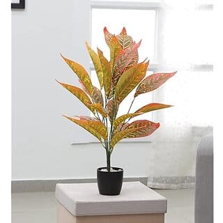 De Gardenia Artificial Plant Leaves Tropical Monstera Large Artificial Plants Fake Zebra Leaf Plastic Palm Tree Branch for Home Garden Decor | 26 Leaves (Height : 76CM Green-C) Pot Not Included