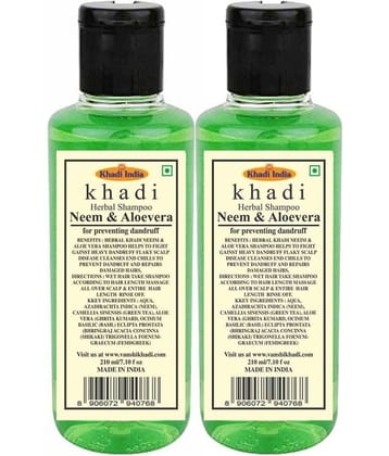 Khadi Herbal Neem & Aloevera Natural Shampoo 420 mL Pack of 2