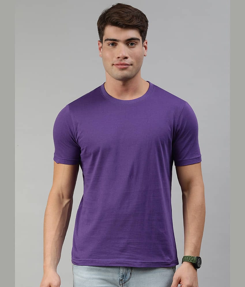 Huetrap Pack of 1 Cotton Regular Fit Men's T-Shirt ( Purple )