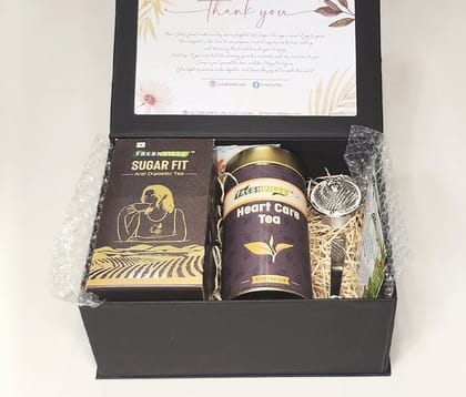 Freshville SugarFit and HeartCare Tea Combo Box with Spoon and Strainer 100gm and 120gm