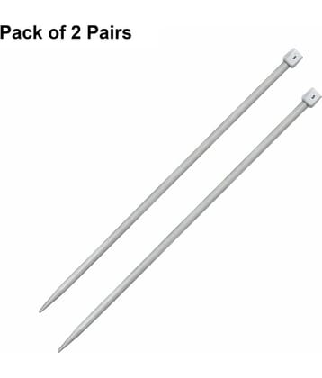 Jyoti Knitting Pin - Plastic (2 Pairs of Flat Knob of 12 Inches / 30cm of Size 5), Crafting Knitting Weaving Pins, Round Blunt Yarn Needles, Used for Sweaters, Scarves, and Woolen Fabrics - Pack of 2 Pairs