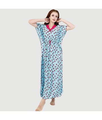 G4Girl - Grey Satin Women's Nightwear Kaftan Night Dress ( Pack of 1 )