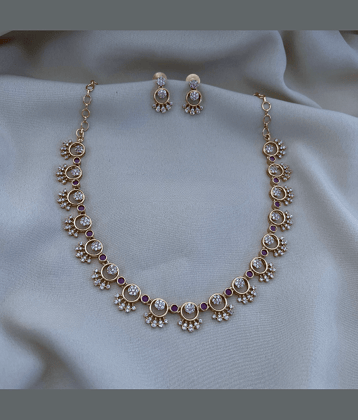 ROFARWORD Gold Brass Necklace Set ( Pack of 1 )