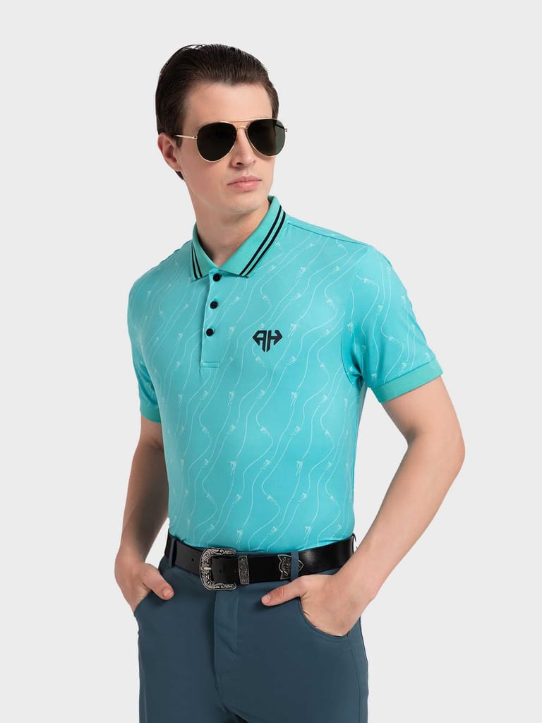 Turquoise Skiing Bolt AH Polo