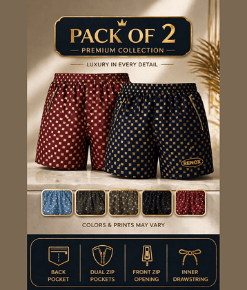 Renox Pack of 2 Cotton Blend Boxers For Men's ( Multicolor )