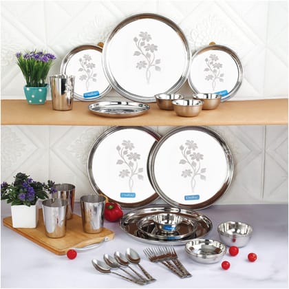 My Family Dine 32 Pcs Stainless Steel Dinner Set-Laser Etching / 32