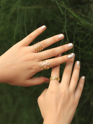 Posy 3 Rings Combo Brass Adjustable Ring (Anti Tarnish)