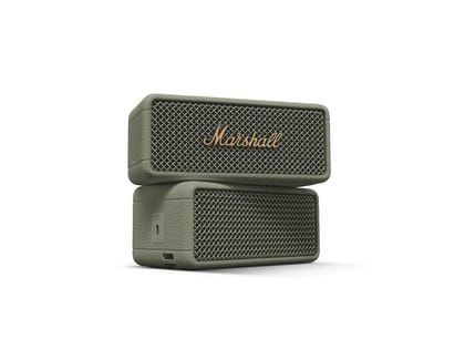 Marshall Emberton III Compact Portable Bluetooth Speaker with 32+ Hours of Playtime, (360 Sound), Dust & Waterproof (IP67) Sage. Marshall Emberton III Compact Portable Bluetooth Speaker with 32+ Hours of Playtime, (360 Sound), Dust & Waterproof (IP67) Sa