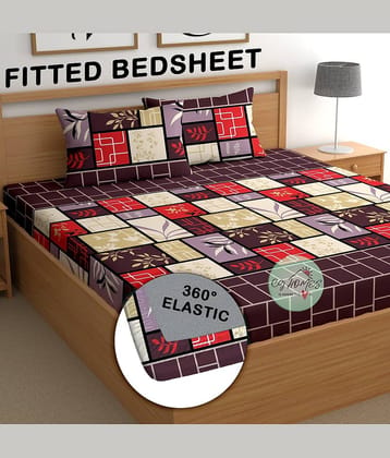 CG HOMES Microfibre 1 Double Fitted Bedsheet with 2 Pillow Covers ( 198 cm x 183 cm ) , Purple