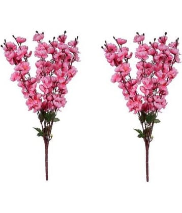 Green plant indoor Orchids Pink Artificial Flowers Bunch - Pack of 2