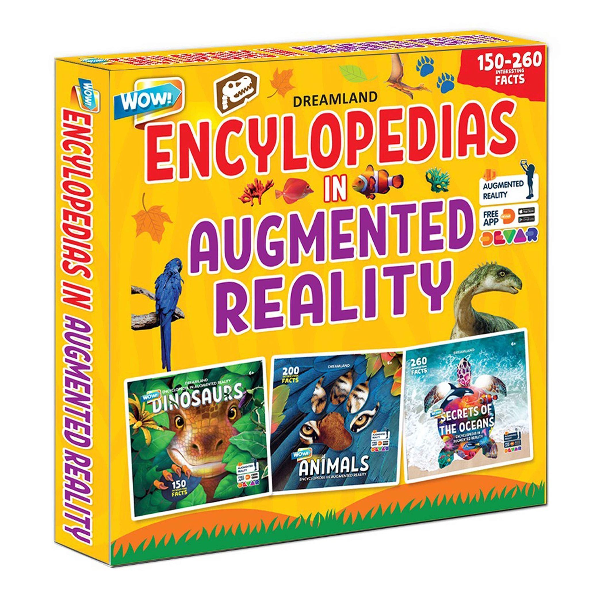 WOW Children Encyclopaedia In Augmented Reality 3 Books Pack for Age 6+ - Dinosaurs, Animals and Secrets of the Oceans [Paperback] Dreamland Publications