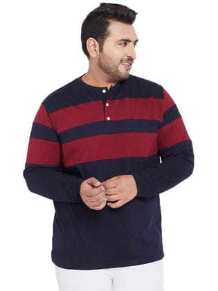 Men Plus Size Antonio Colorblock Henley Tshirt - 5XL