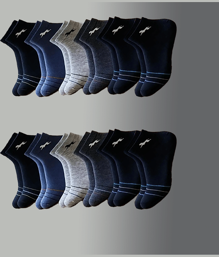 VAMEAR Pack of 12 Men's Cotton Ankle Length Socks ( Multicolor )