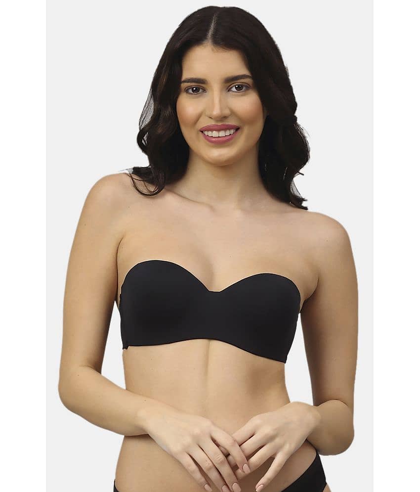 PrettyCat Polyester Lightly Padded Women's Bustiers Bra ( Dark Grey )