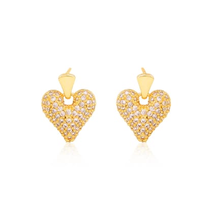 Twinkle Heart Studded 18K Gold Plated Earrings