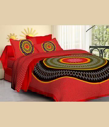 ABHACLOTHO Cotton 1 Double Bedsheet with 2 Pillow Covers ( Multicolor )