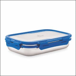 BLAZE Stainless Steel Tiffin Box with 4 Side Lock Lid, 900 ml and Inner Stainless Steel Container Blue lunch boxes