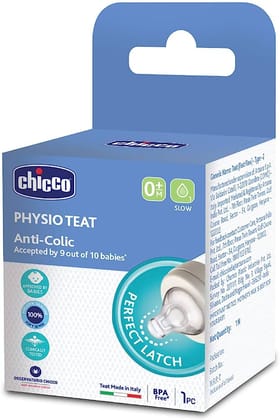 Chicco Physio Teat 0m+ Slow Flow Silicone 1Pcs-Physio Teat Feeding Bottle Nipple / 0m+