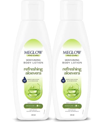 Meglow ProCare Aloe Vera Body Lotion for Men & Women Refreshing & Hydrating (Pack of 2 x 150ml)