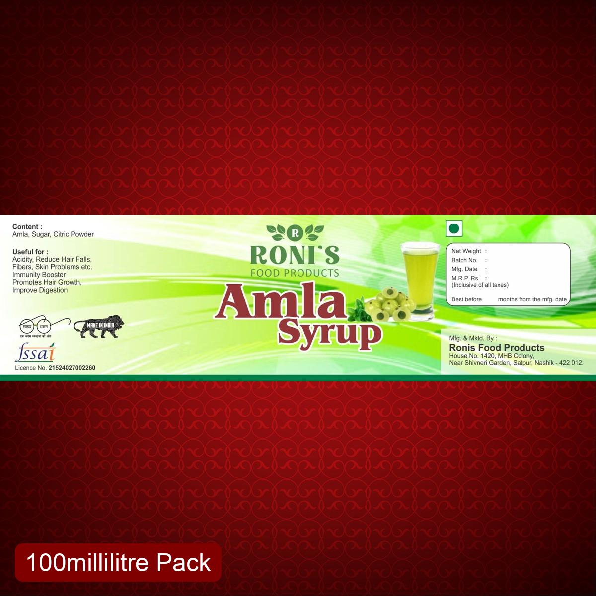 Roni's Amla Syrup (100ml) | Sweet Amla Sharbat Concentrate | Refreshing Summer Drink | Vitamin C Enriched Squash