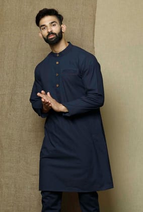 Prussian Blue  Cotton Kurta-46