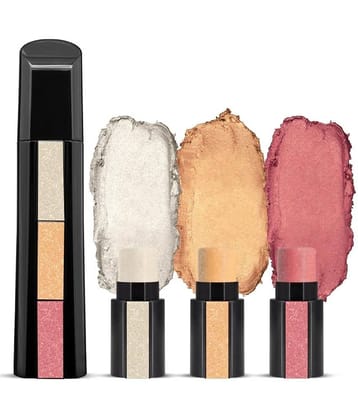 RENEE Fab 3 in 1 Highlighter, 3 Shades in 1 Stick, Enriched With Vitamin E, 4.5gm