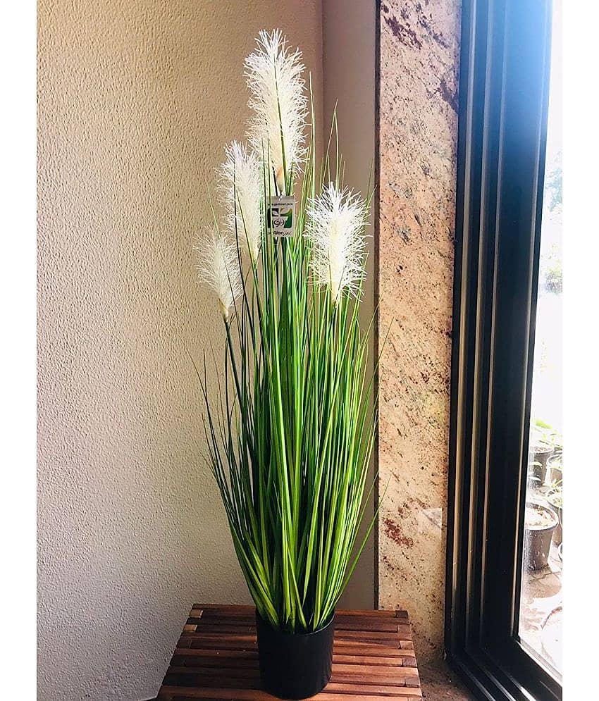 Garden Art - Green Wild Artificial Flowers With Pot ( Pack of 1 )